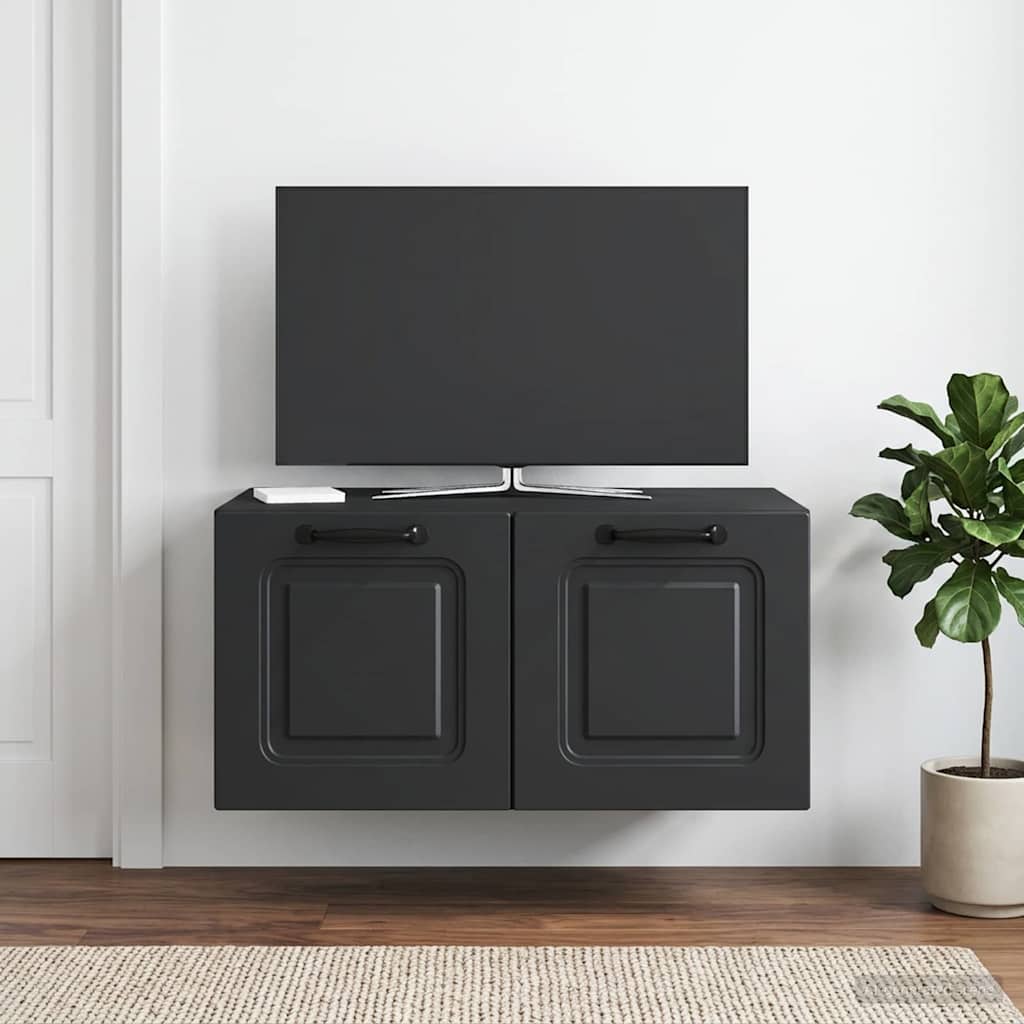 Wandbeugel TV-kast Zwart 59,5 x 41 x 30 cm Bewerkt hout