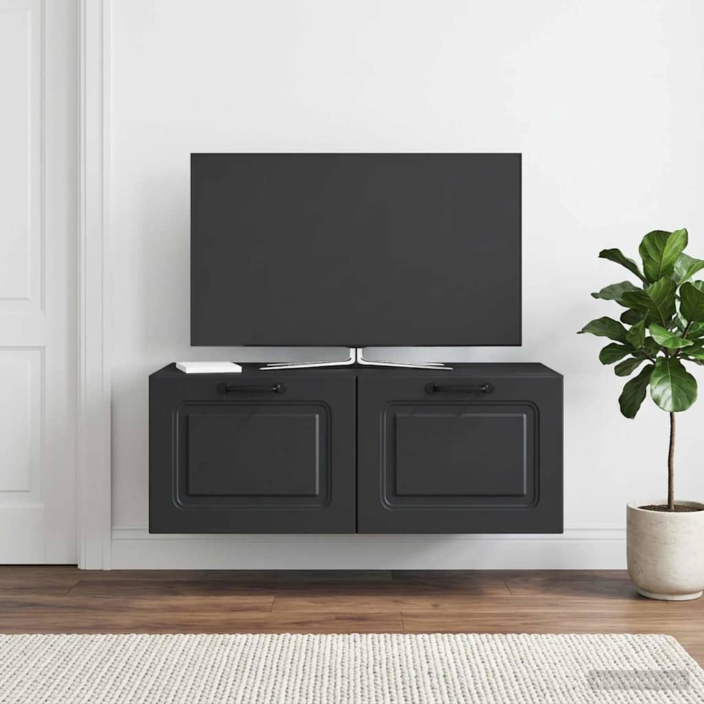 Wandbeugel TV-kast Zwart 78,5 x 41 x 30 cm Bewerkt hout