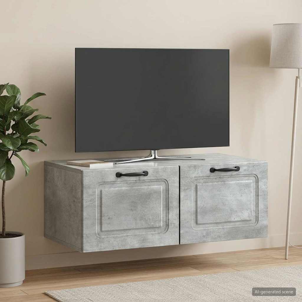 Wandbeugel TV-kast Betongrijs 78,5 x 41 x 30 cm Bewerkt hout