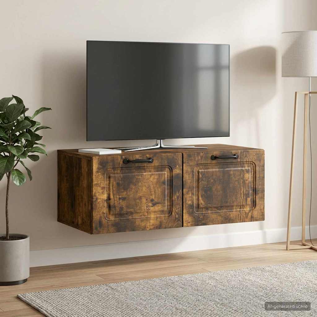 Wandbeugel TV-kast Gerookt eiken 78,5 x 41 x 30 cm Bewerkt hout