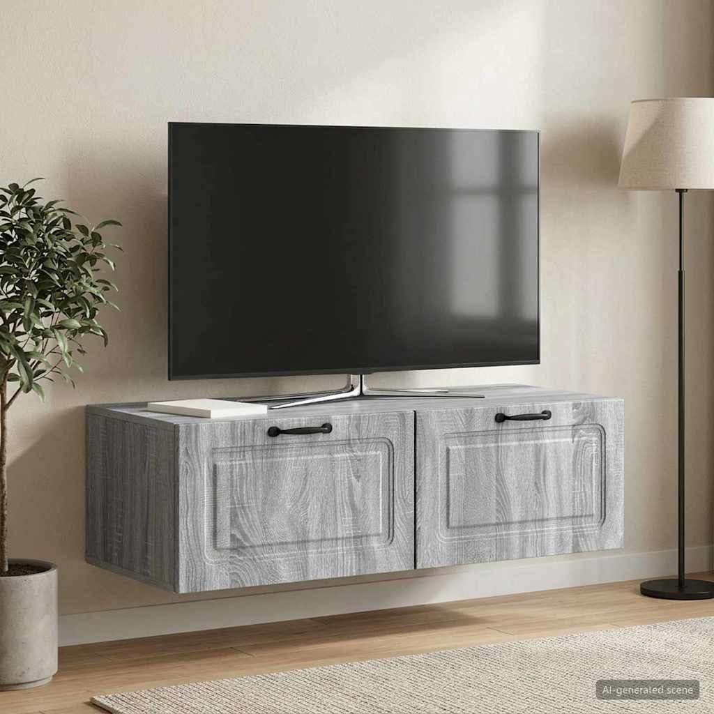 Wandbeugel TV-kast Grijs sonoma 98 x 41 x 30 cm Bewerkt hout – afbeelding 1
