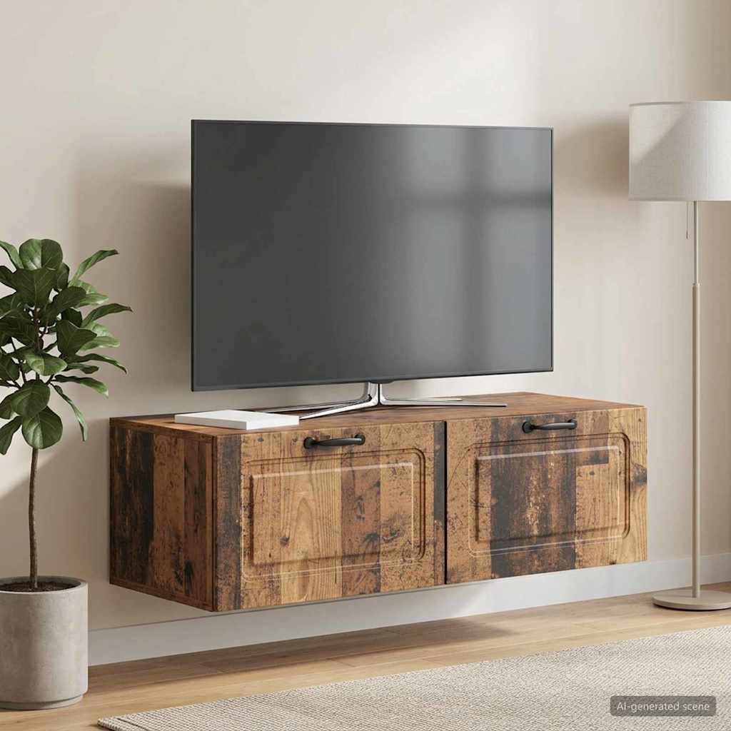 Wandbeugel TV-kast Oud hout 98 x 41 x 30 cm Bewerkt hout – afbeelding 1