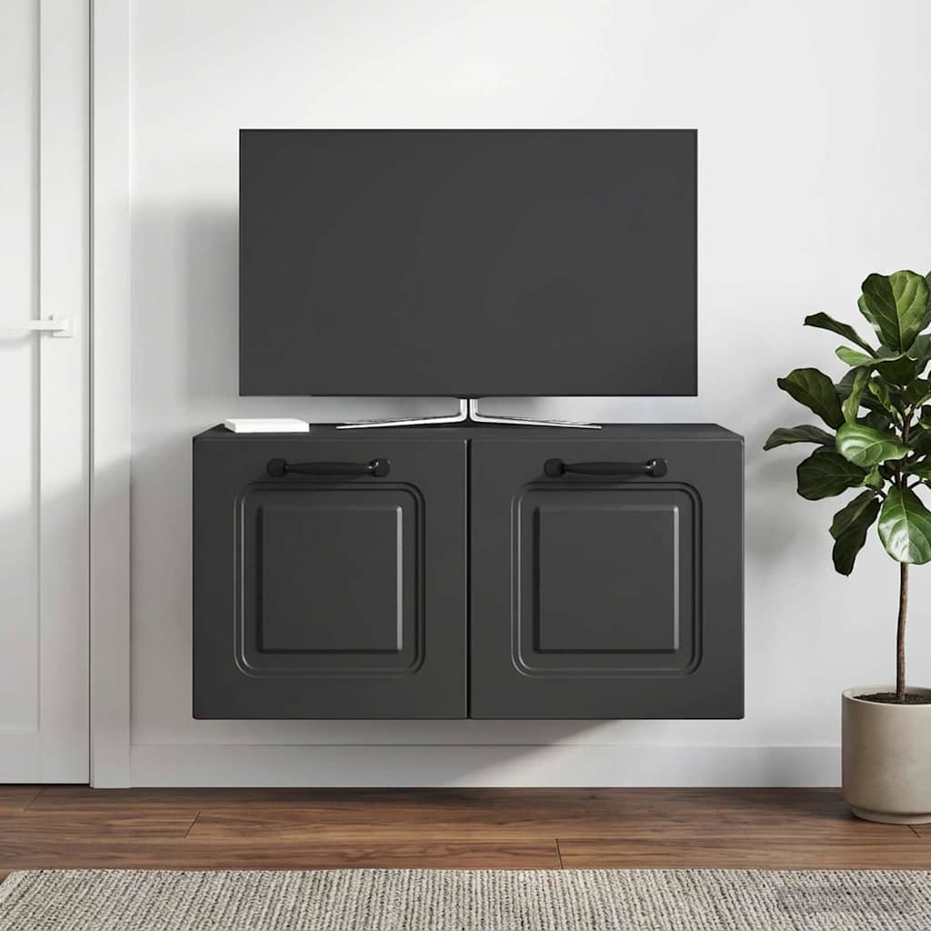 Wandbeugel TV-kast Zwart 59,5 x 31 x 30 cm Bewerkt hout