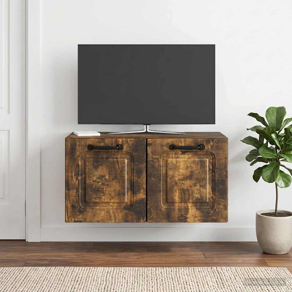 Wandbeugel TV-kast Gerookt eiken 59,5 x 31 x 30 cm Bewerkt hout