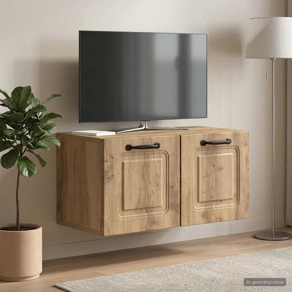 Wandbeugel TV-kast Artisanaal eiken 59,5 x 31 x 30 cm