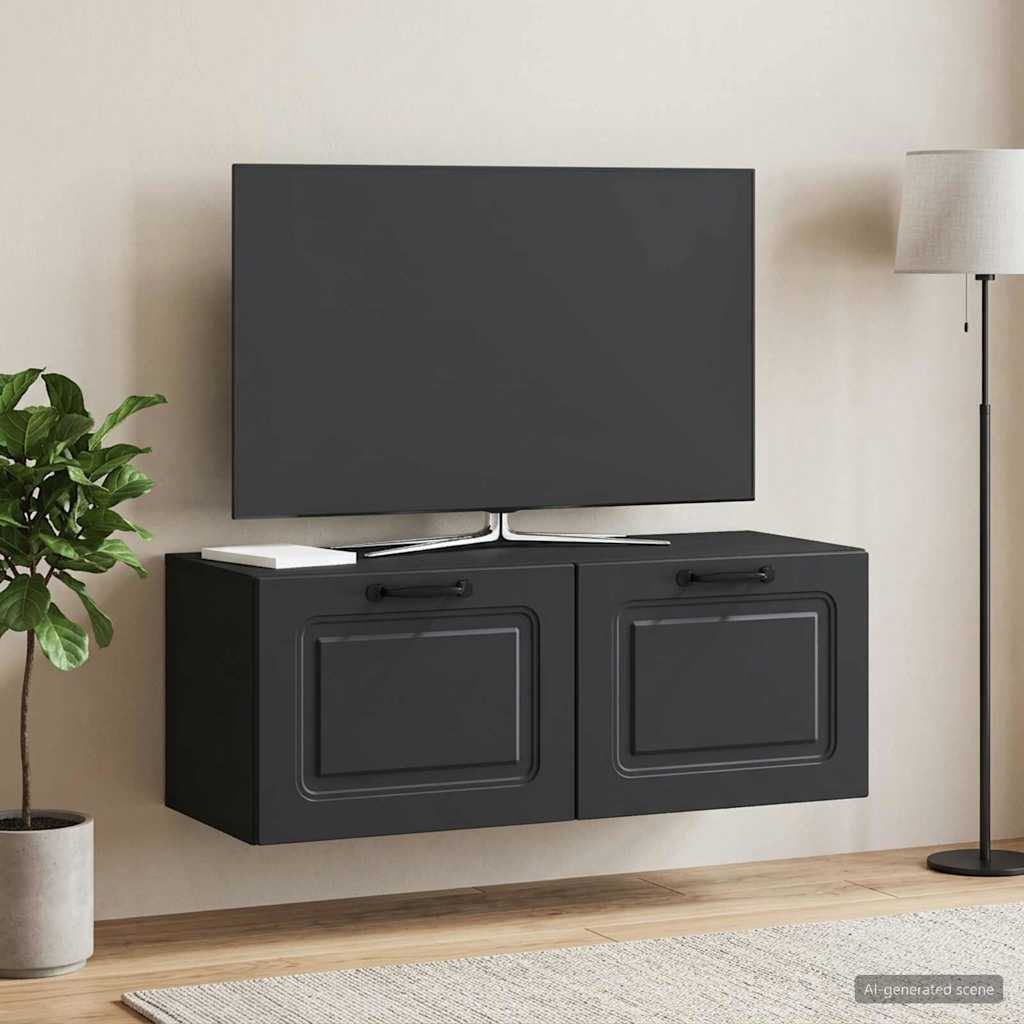Wandbeugel TV-kast Zwart 78,5 x 31 x 30 cm Bewerkt hout
