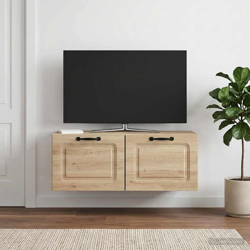 Wandbeugel TV-kast Betongrijs 78,5 x 31 x 30 cm Bewerkt hout