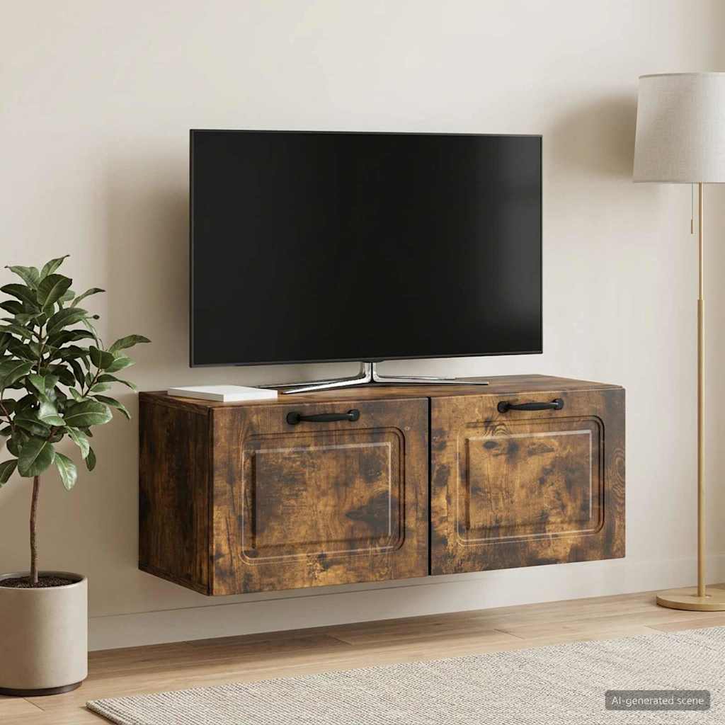 Wandbeugel TV-kast Gerookt eiken 78,5 x 31 x 30 cm Bewerkt hout – afbeelding 1