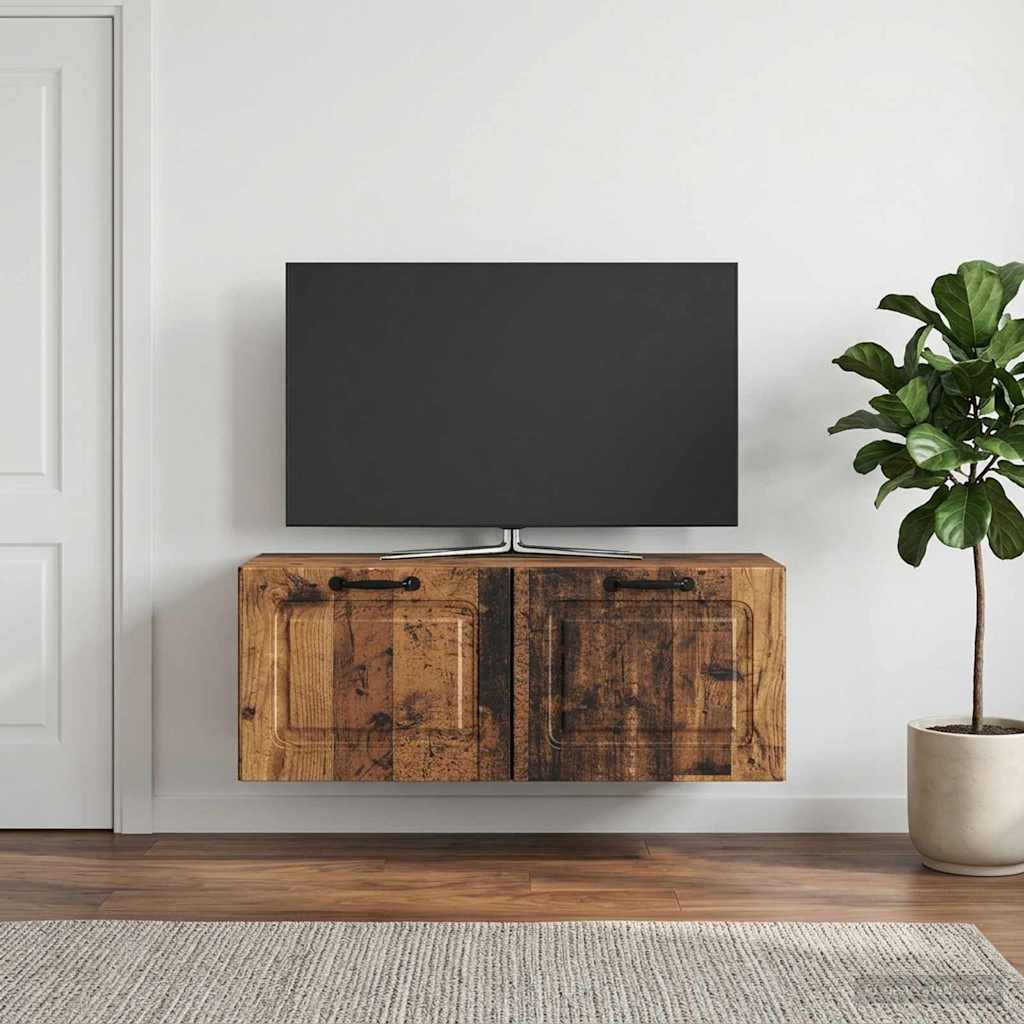 Wandbeugel TV-kast Oud hout 78,5 x 31 x 30 cm Bewerkt hout