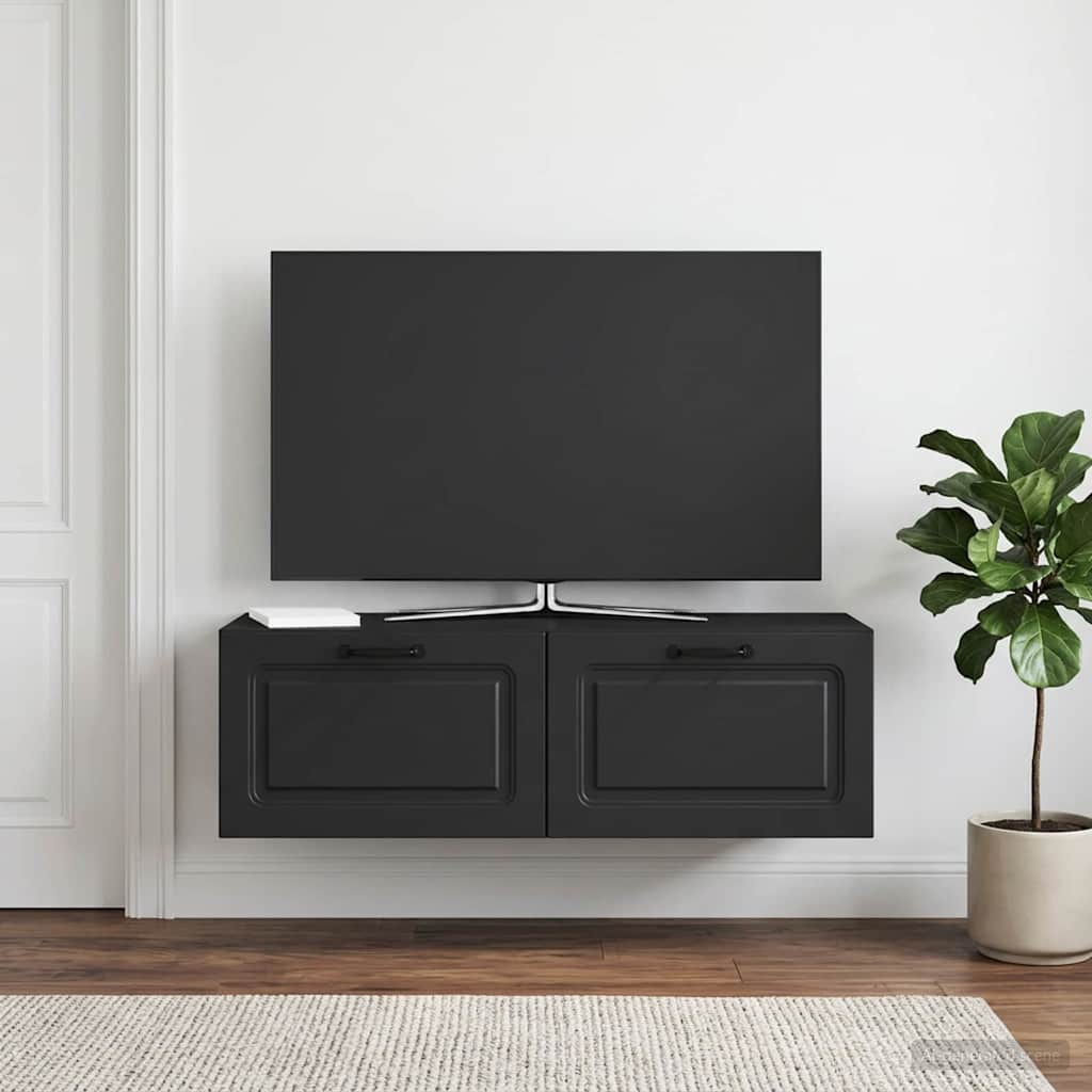 Wandbeugel TV-kast Zwart 98 x 31 x 30 cm Bewerkt hout