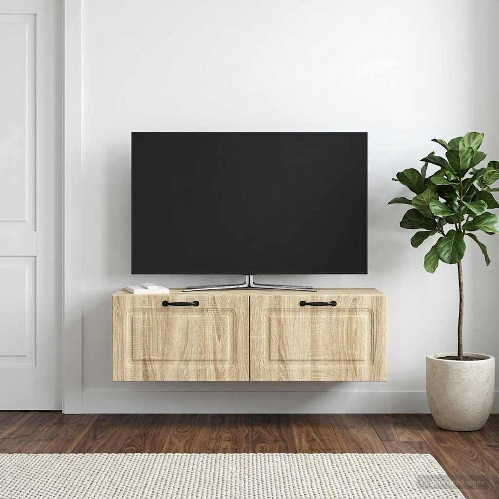 Wandbeugel TV-kast Sonoma Eiken 98 x 31 x 30 cm Bewerkt hout – afbeelding 1