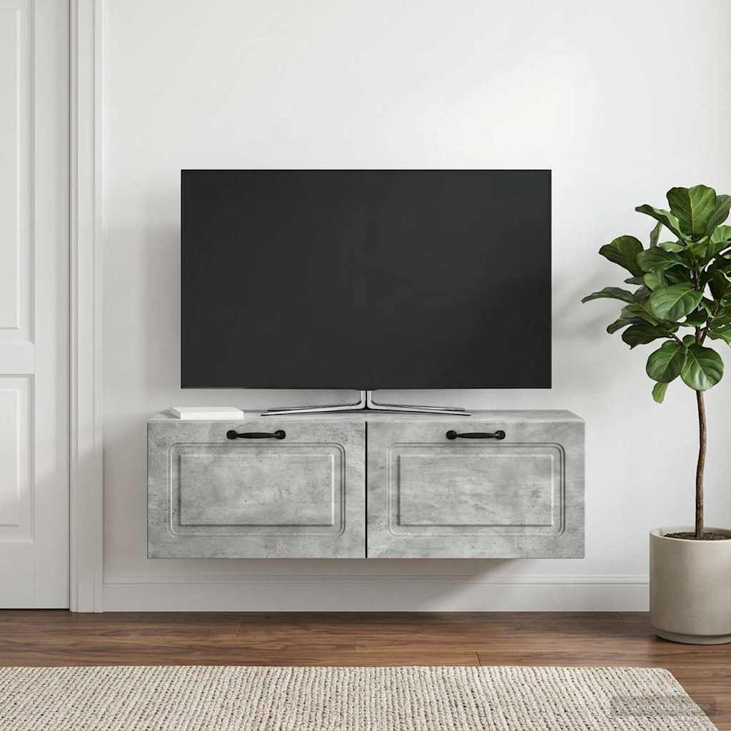 Wandbeugel TV-kast Betongrijs 98 x 31 x 30 cm Bewerkt hout