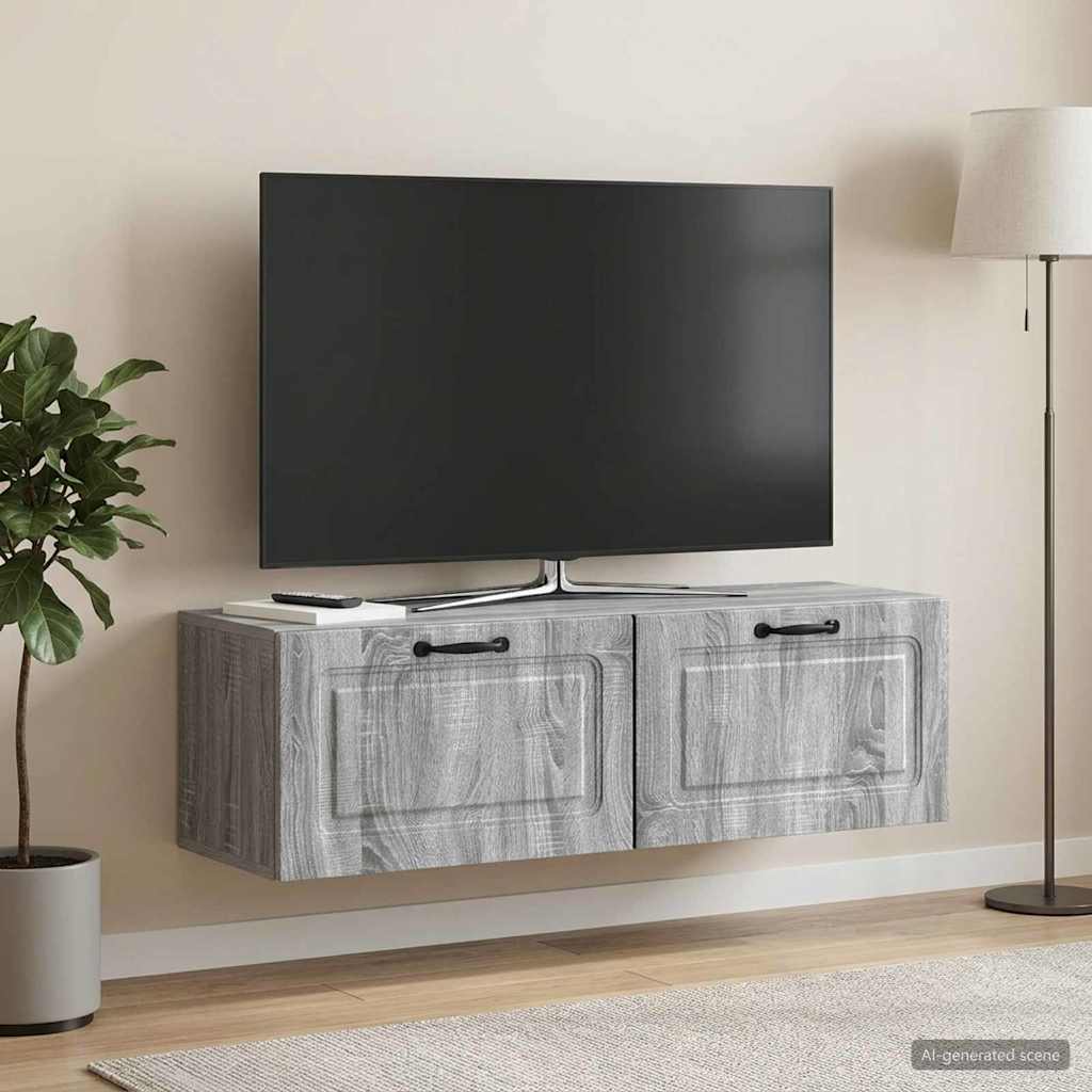 Wandbeugel TV-kast Grijs sonoma 98 x 31 x 30 cm Bewerkt hout – afbeelding 1