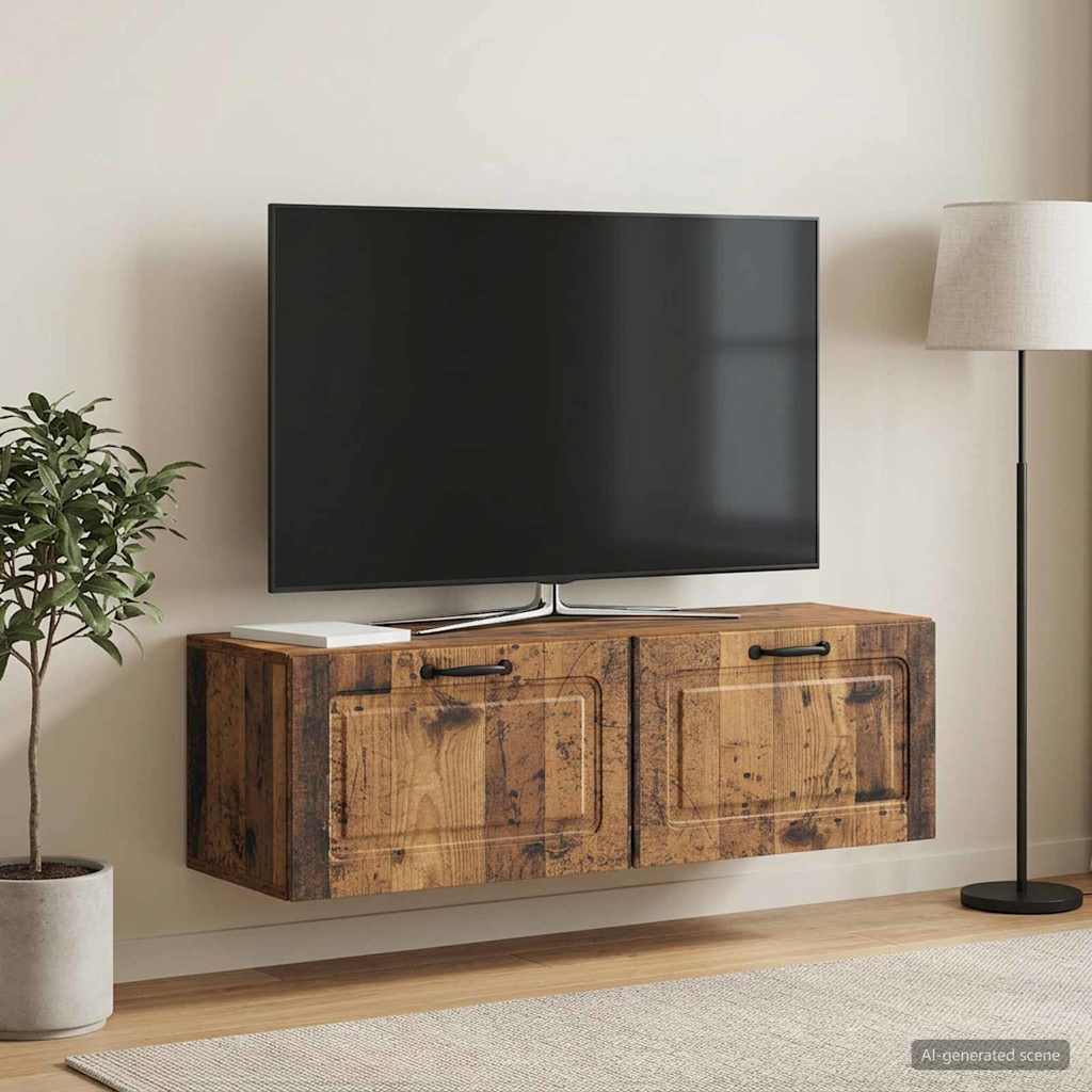 Wandbeugel TV-kast Oud hout 98 x 31 x 30 cm Bewerkt hout