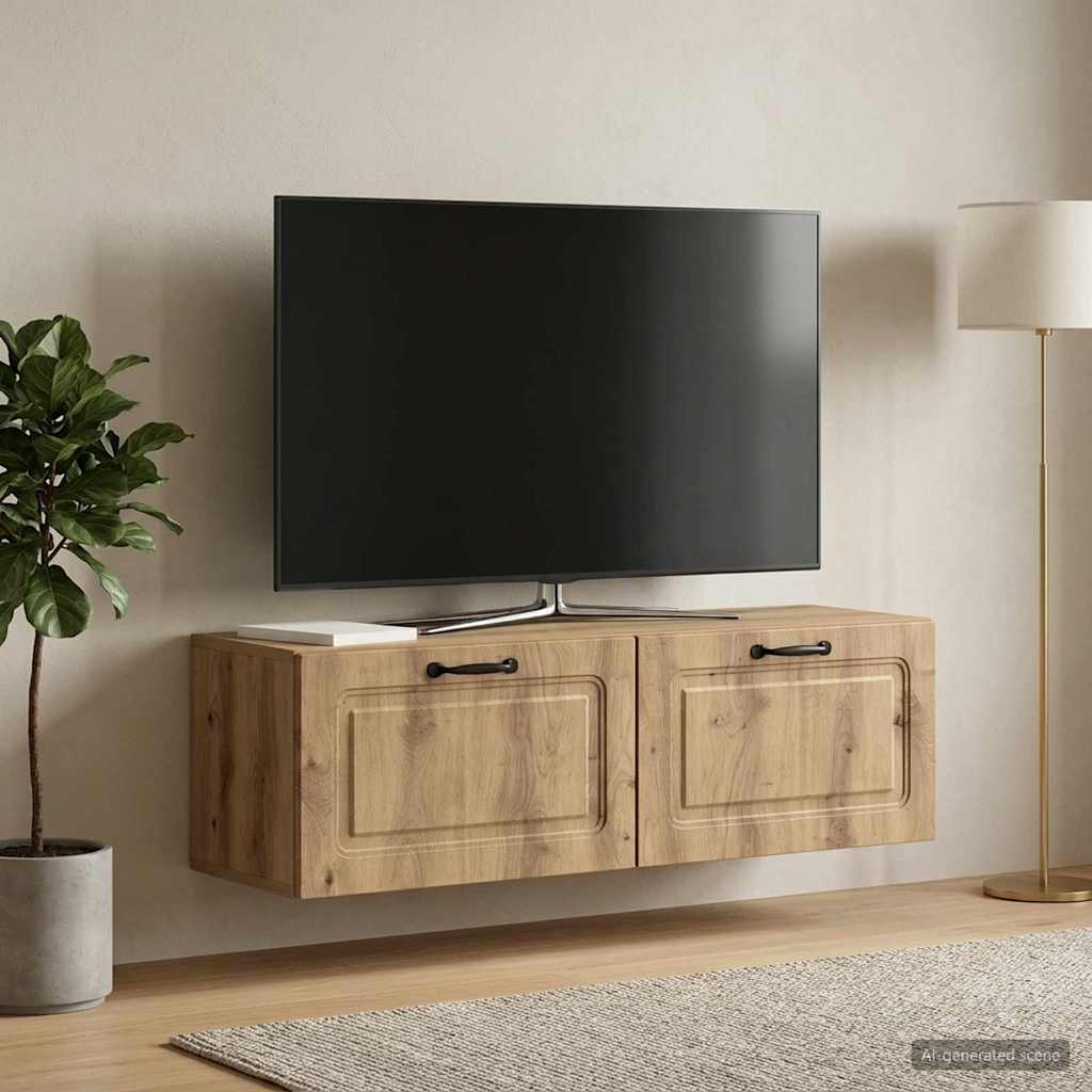 Wandbeugel TV-kast Artisanaal eiken 98 x 31 x 30 cm – afbeelding 1