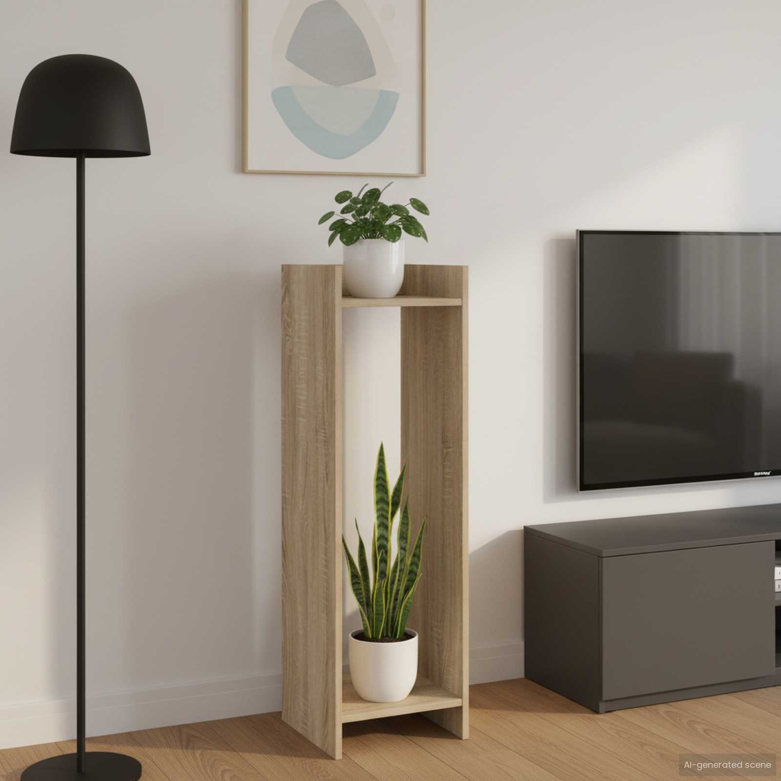 Plantenstandaard Sonoma Eiken 30 x 30 x 100 cm Bewerkt hout – afbeelding 1
