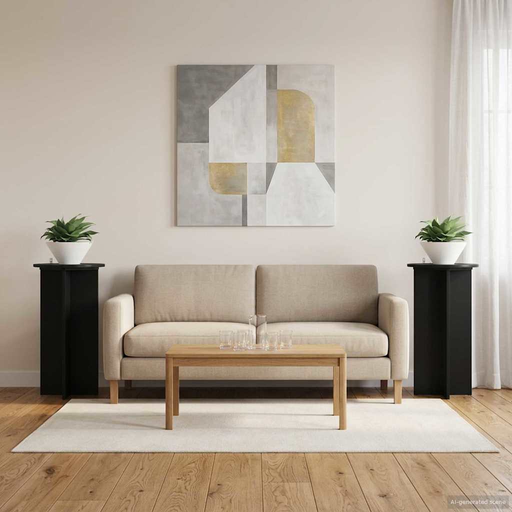 Plantenstandaard 2 pcs Zwart 40 x 40 x 80 cm Bewerkt hout