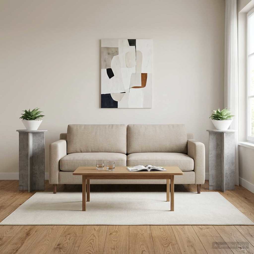 Plantenstandaard 2 pcs Betongrijs 40 x 40 x 80 cm Bewerkt hout