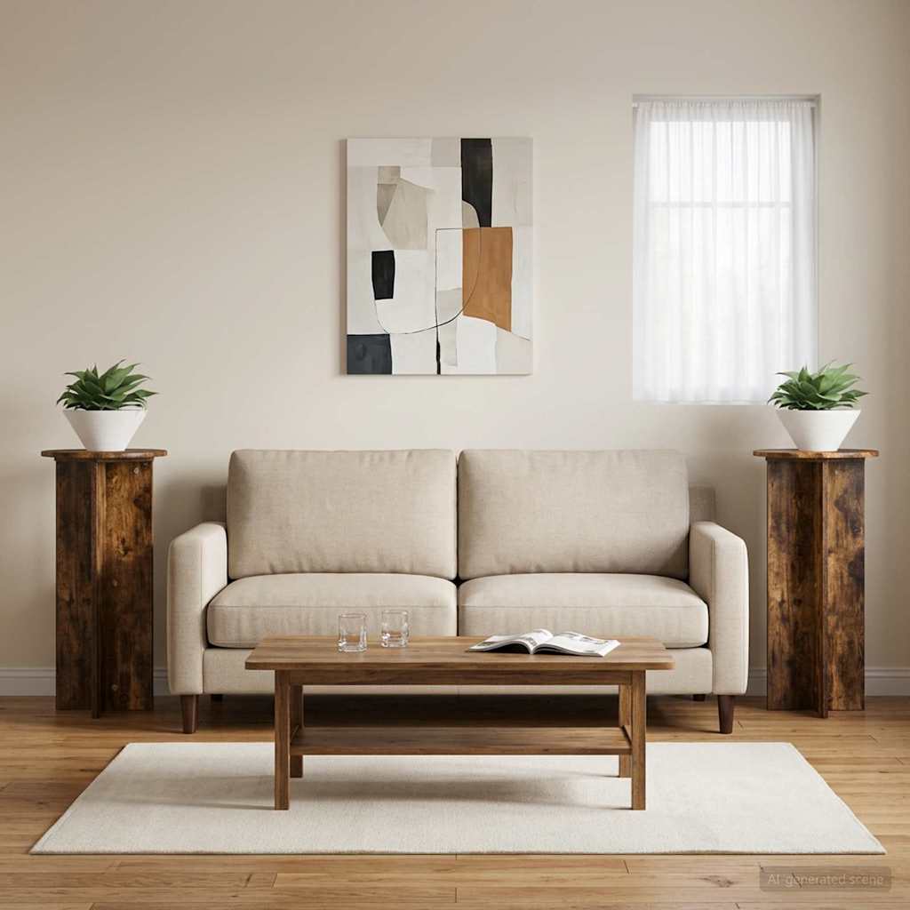 Plantenstandaard 2 pcs Gerookt eiken 40 x 40 x 80 cm