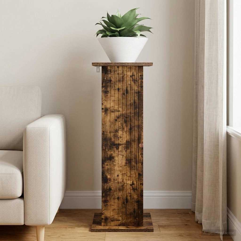 Plantenstandaard Gerookt eiken 30,5 x 30 x 80,5 cm Bewerkt hout – afbeelding 1