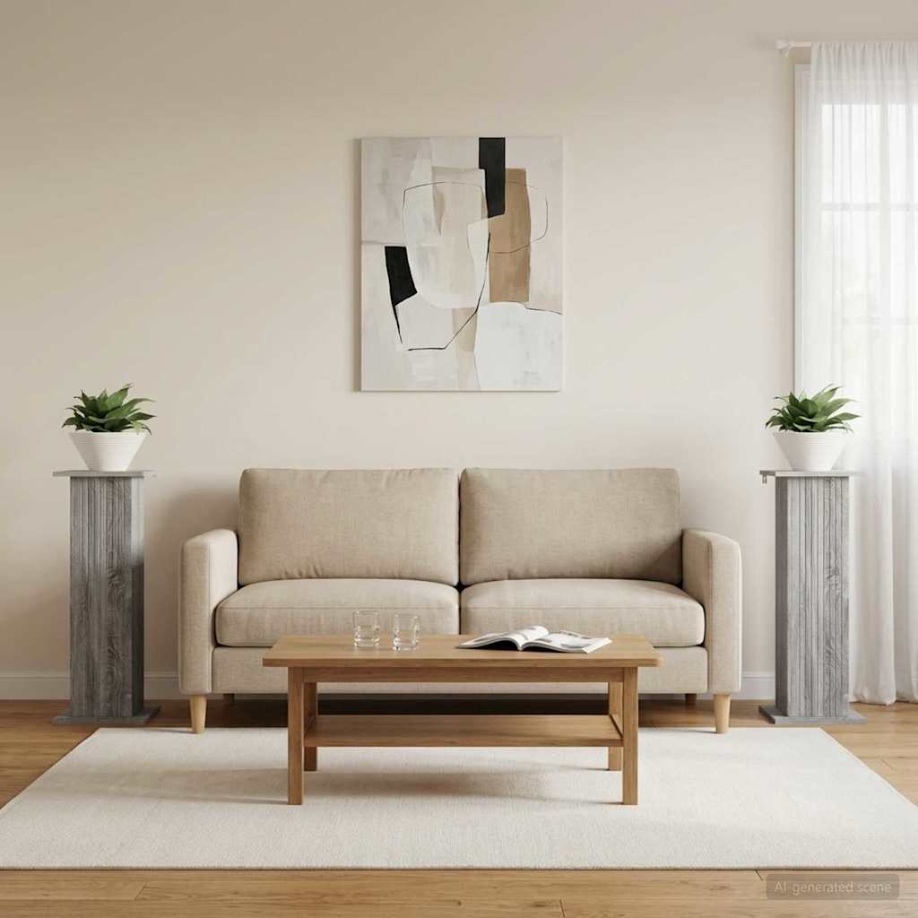 Plantenstandaard 2 pcs Grijs sonoma 30,5 x 30 x 80,5 cm