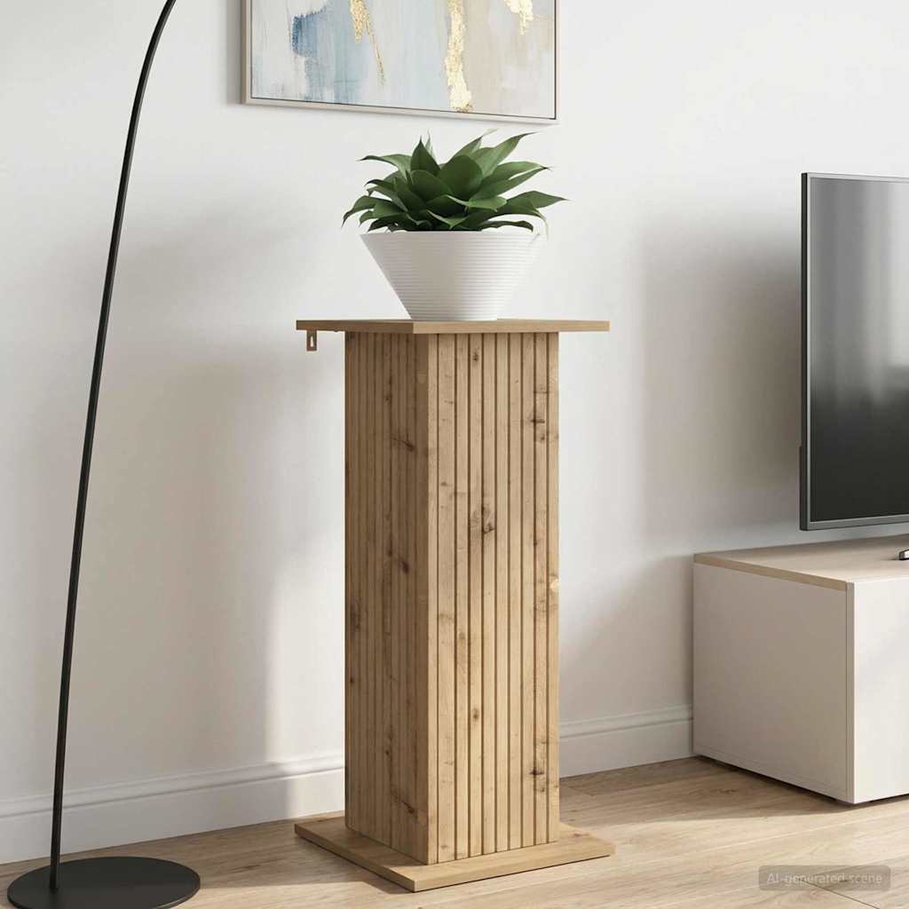 Plantenstandaard Artisanaal eiken 30,5 x 30 x 80,5 cm – afbeelding 1