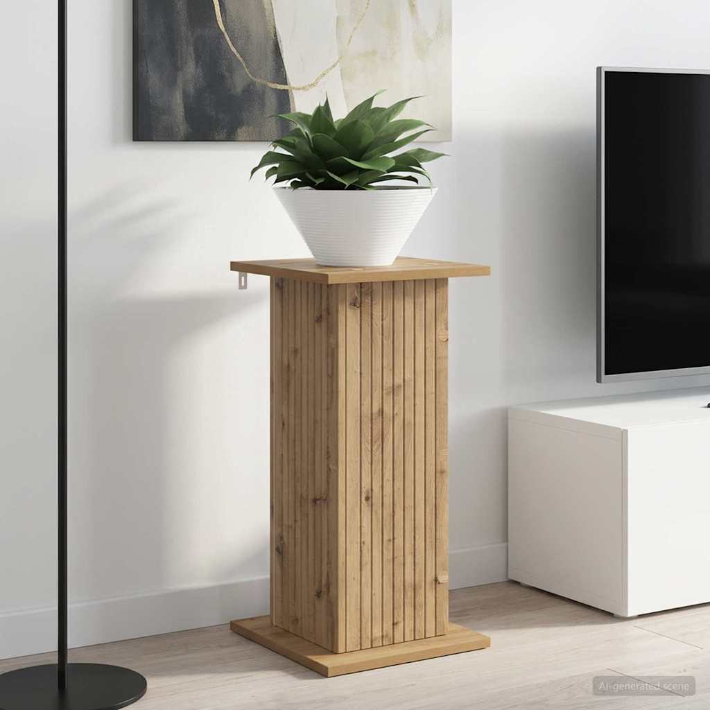 Plantenstandaard Artisanaal eiken 30,5 x 30 x 60,5 cm