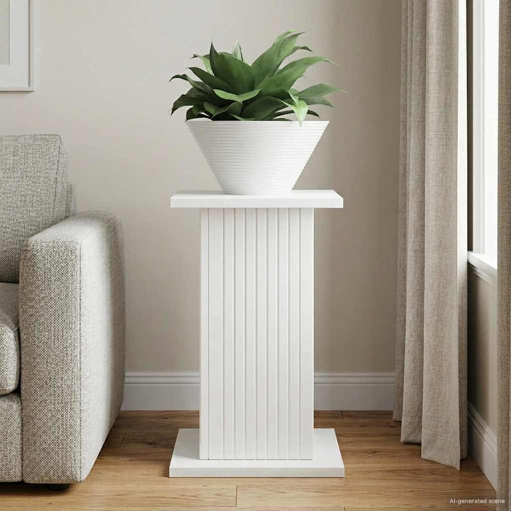 Plantenstandaard Hoogglans Wit 30,5 x 30 x 43 cm Bewerkt hout – afbeelding 1
