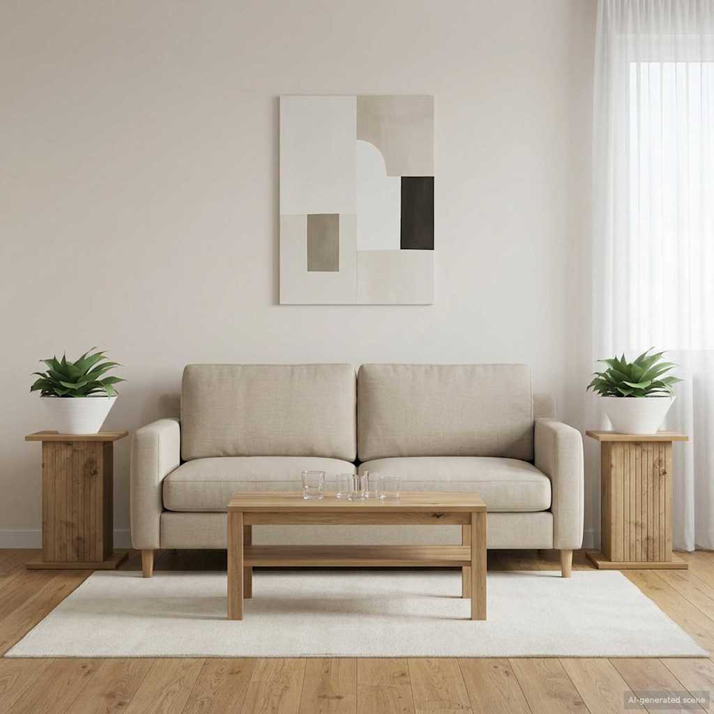 Plantenstandaard 2 pcs Artisanaal eiken 30,5 x 30 x 43 cm
