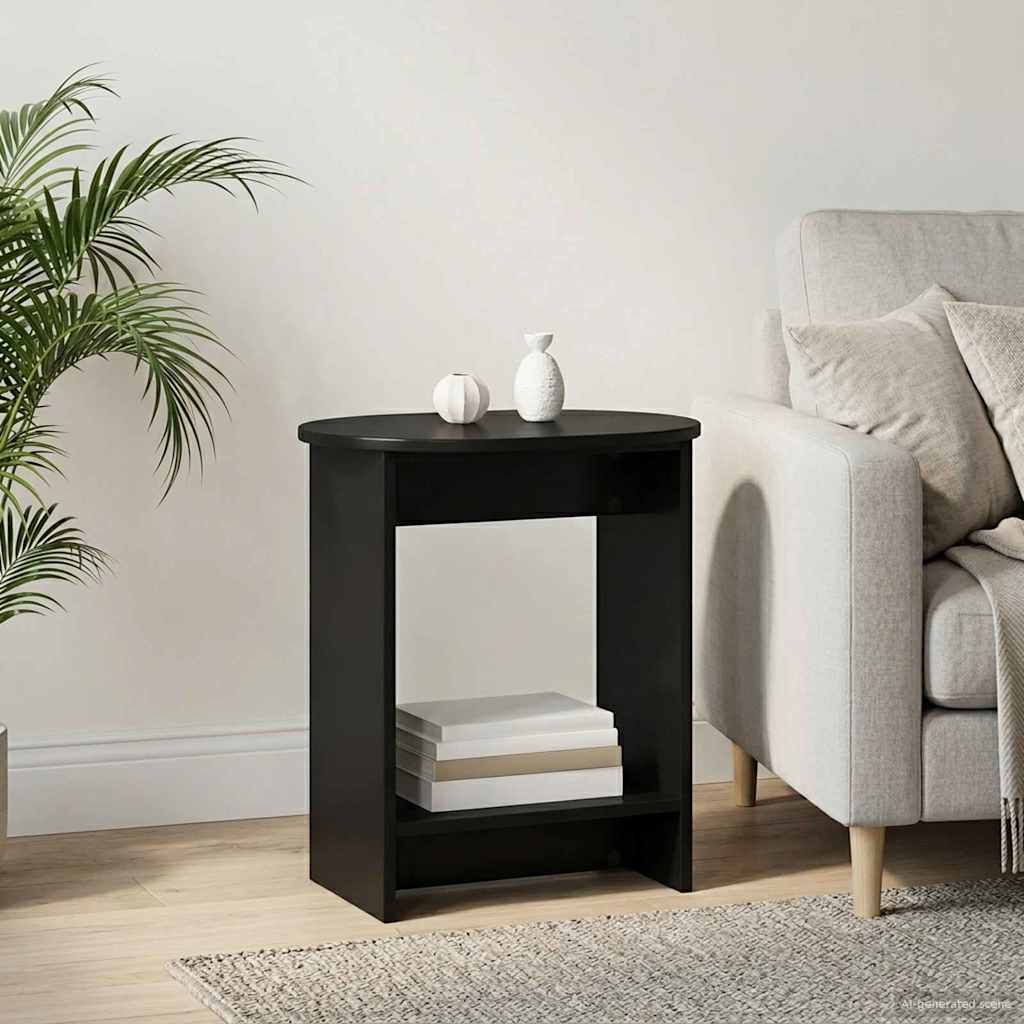Bijzettafel Zwart 50 x 39,5 x 55 cm Bewerkt hout – afbeelding 1