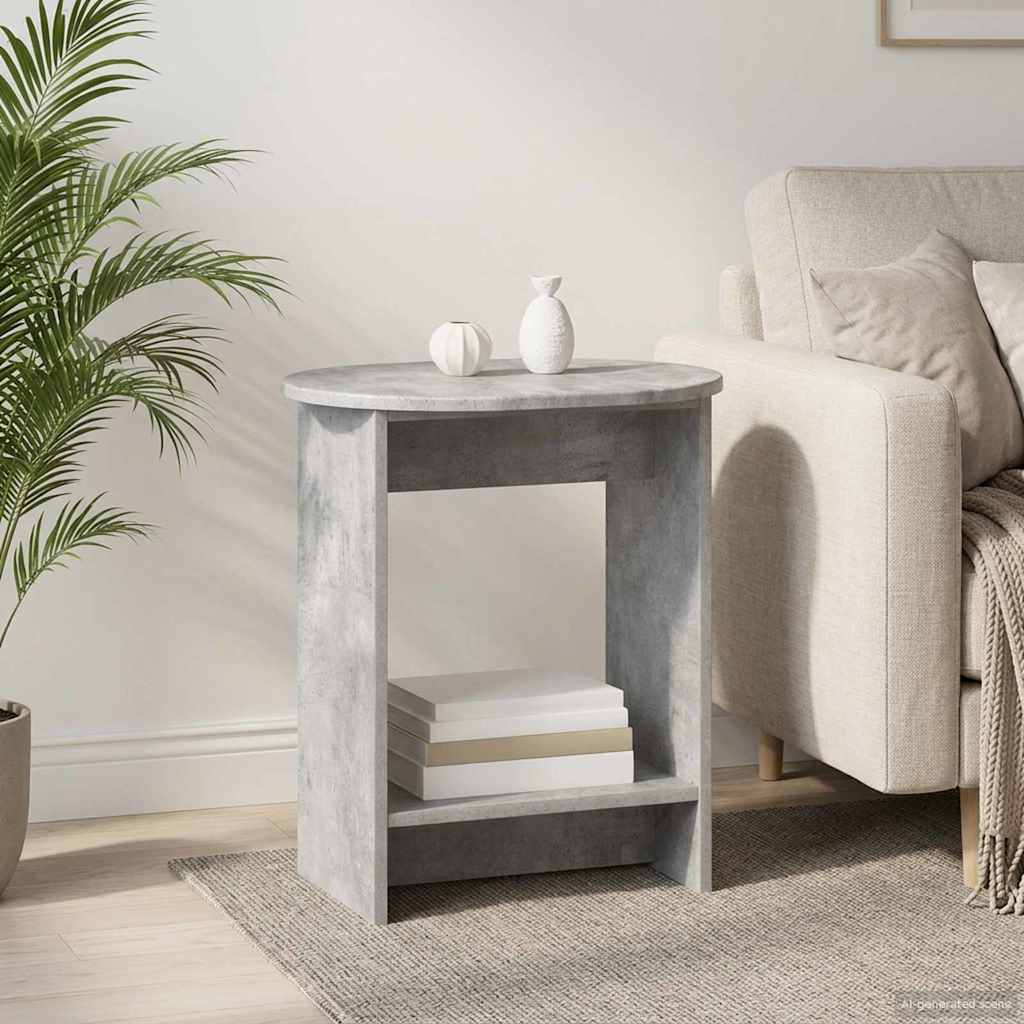 Bijzettafel Betongrijs 50 x 39,5 x 55 cm Bewerkt hout – afbeelding 1