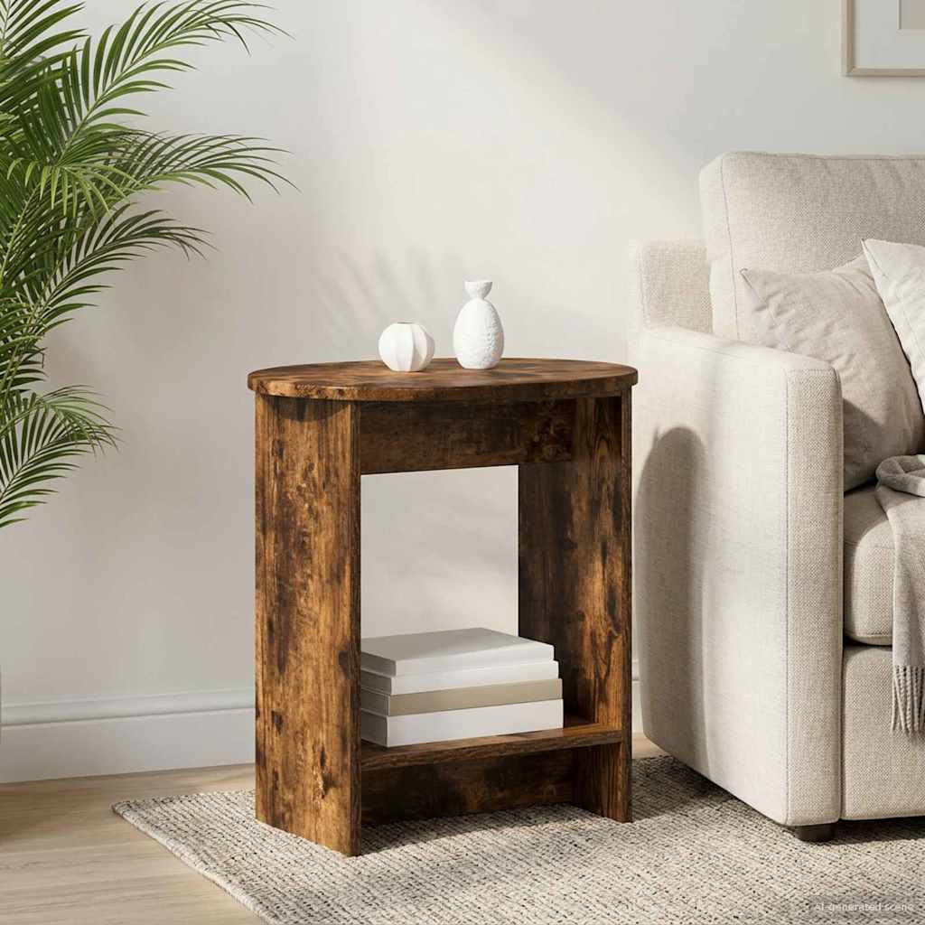 Bijzettafel Gerookt eiken 50 x 39,5 x 55 cm Bewerkt hout – afbeelding 1