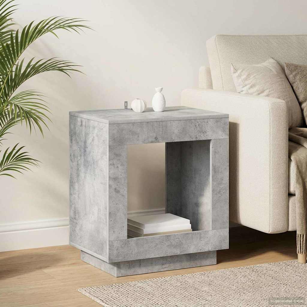 Bijzettafel Betongrijs 60 x 40 x 65 cm Bewerkt hout