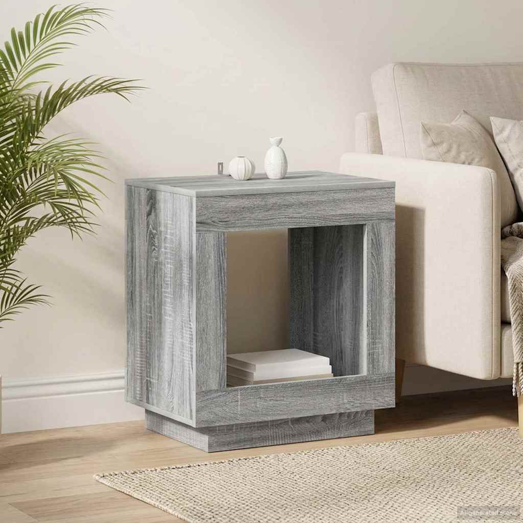 Bijzettafel Grijs sonoma 60 x 40 x 65 cm Bewerkt hout – afbeelding 1