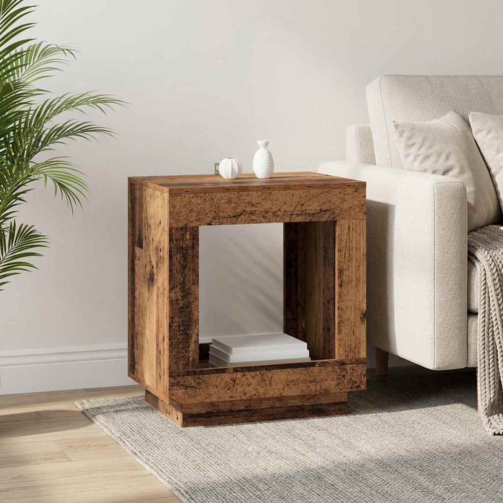 Bijzettafel Oud hout 60 x 40 x 65 cm Bewerkt hout – afbeelding 1