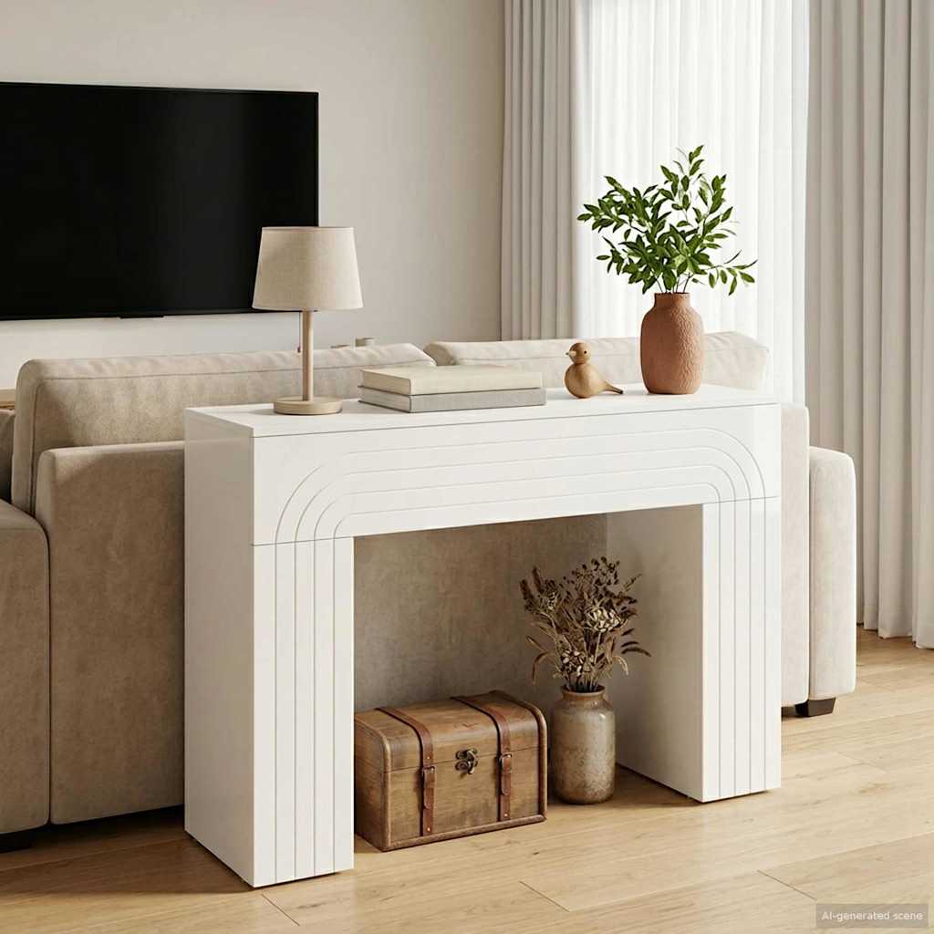 Salontafel Hoogglans Wit 102 x 35 x 75 cm Bewerkt hout