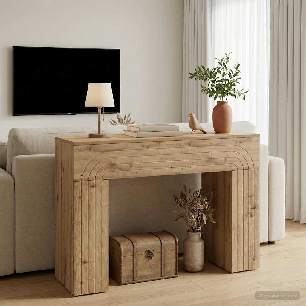 Salontafel Artisanaal eiken 102 x 35 x 75 cm Bewerkt hout