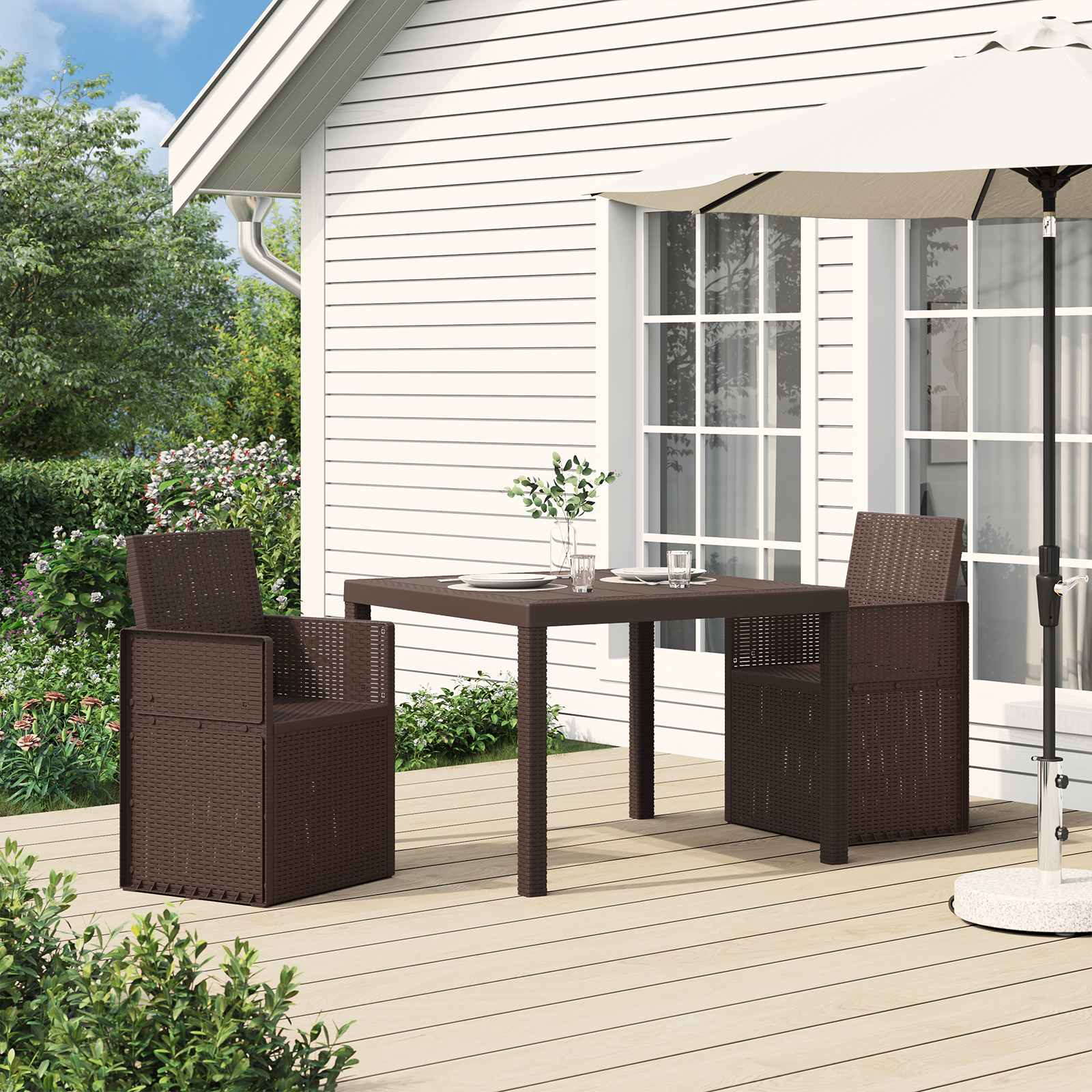 Tuin Eetstoelen 2 pcs Bruin PP – afbeelding 1