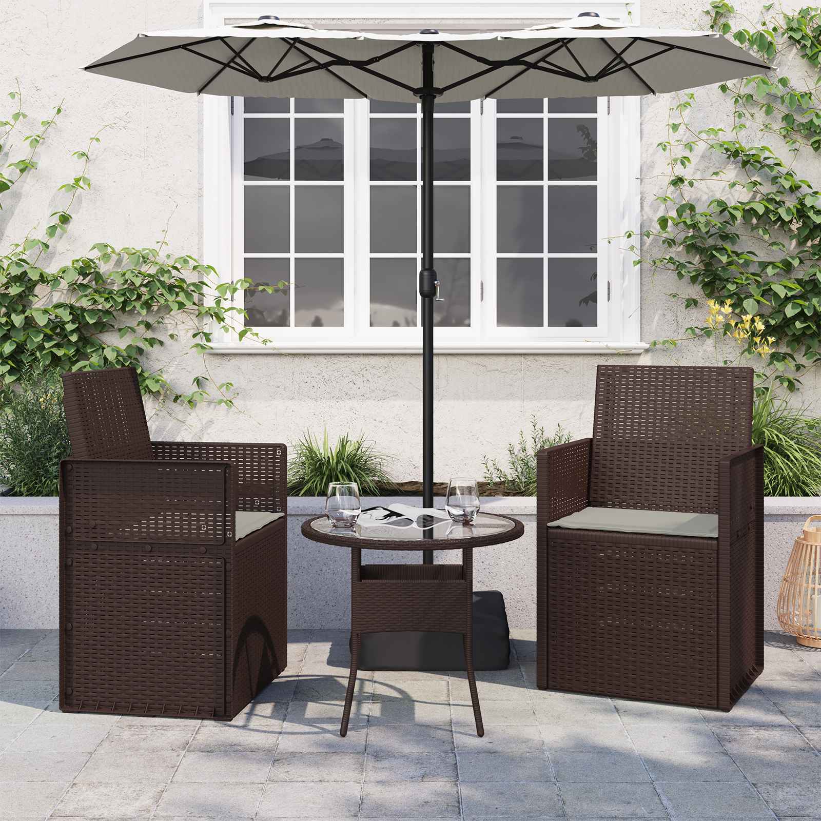 Zitkussens 2 pcs Lichtgrijs 47 x 36 x 2 cm Polyester