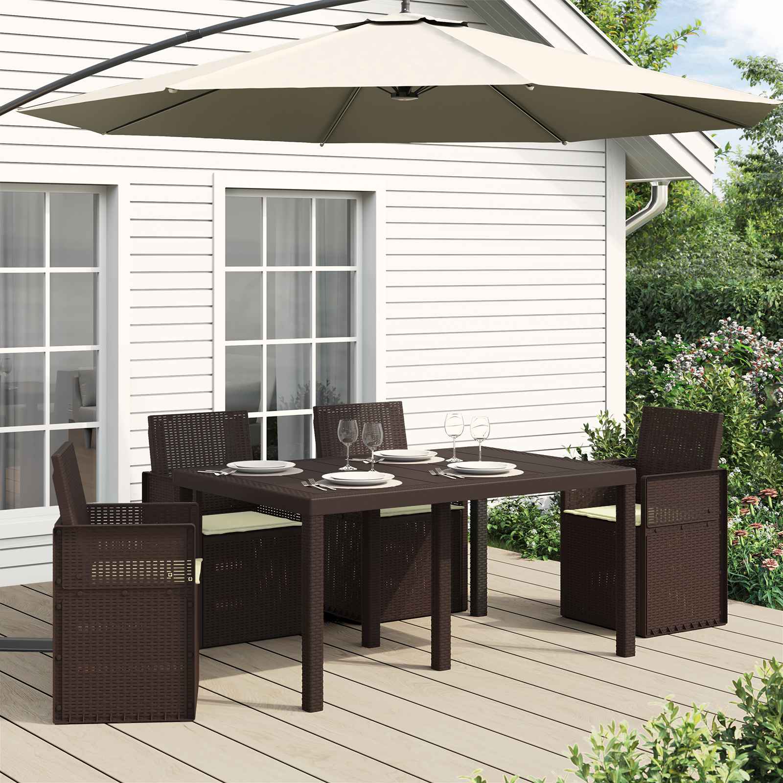Zitkussens 4 pcs Crèmekleurig 47 x 36 x 2 cm Polyester