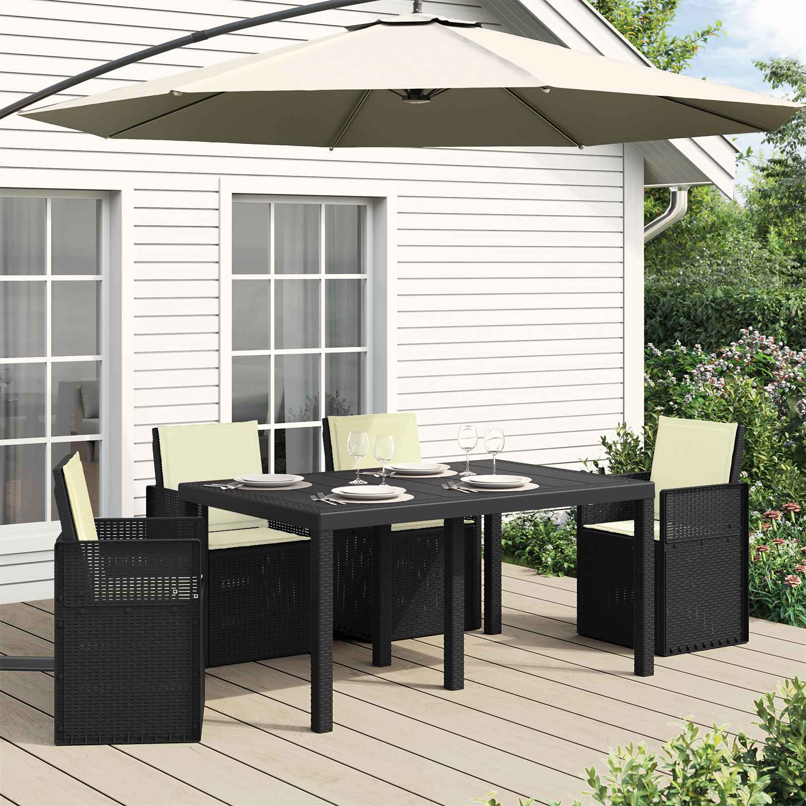 Zit- en Rugkussens 4 pcs Crèmekleurig 47 x 45 x 2 cm Polyester – afbeelding 1