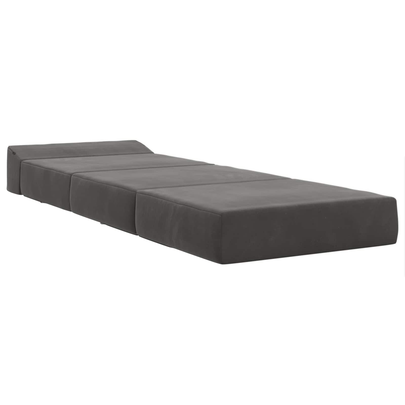Vouwbare Bankbed Donkergrijs 200 x 70 x 15 cm Fluweel – afbeelding 3