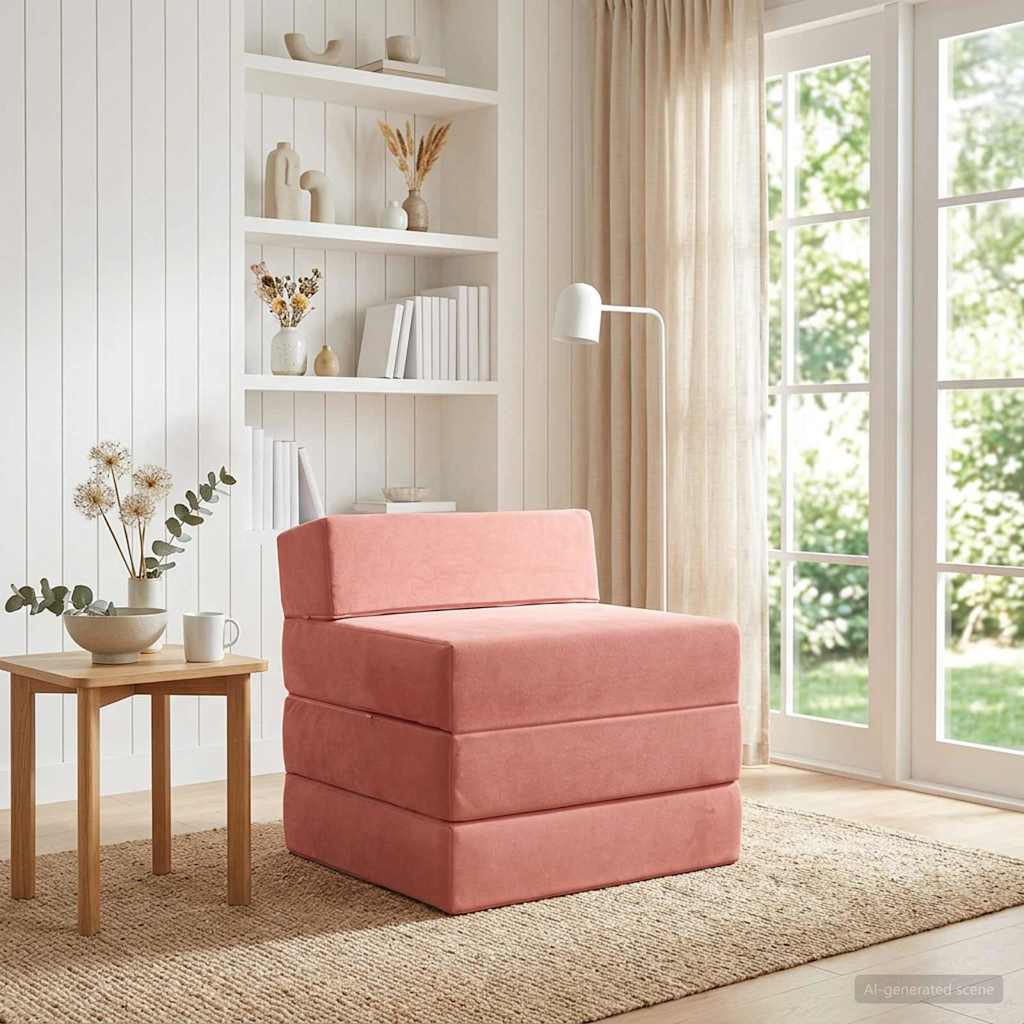 Vouwbare Bankbed Roze 200 x 70 x 15 cm Fluweel – afbeelding 1