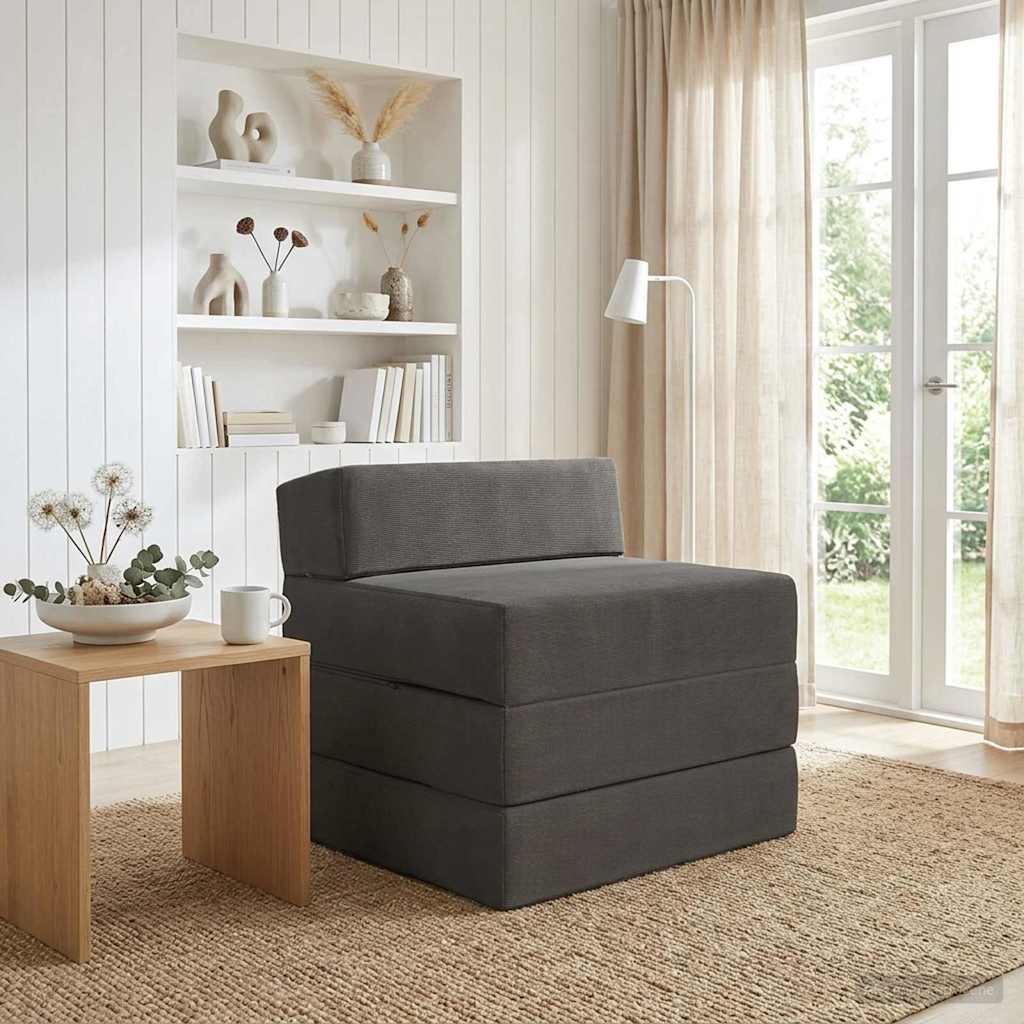 Vouwbare Bankbed Donkergrijs 200 x 70 x 15 cm Katoen Stof – afbeelding 1