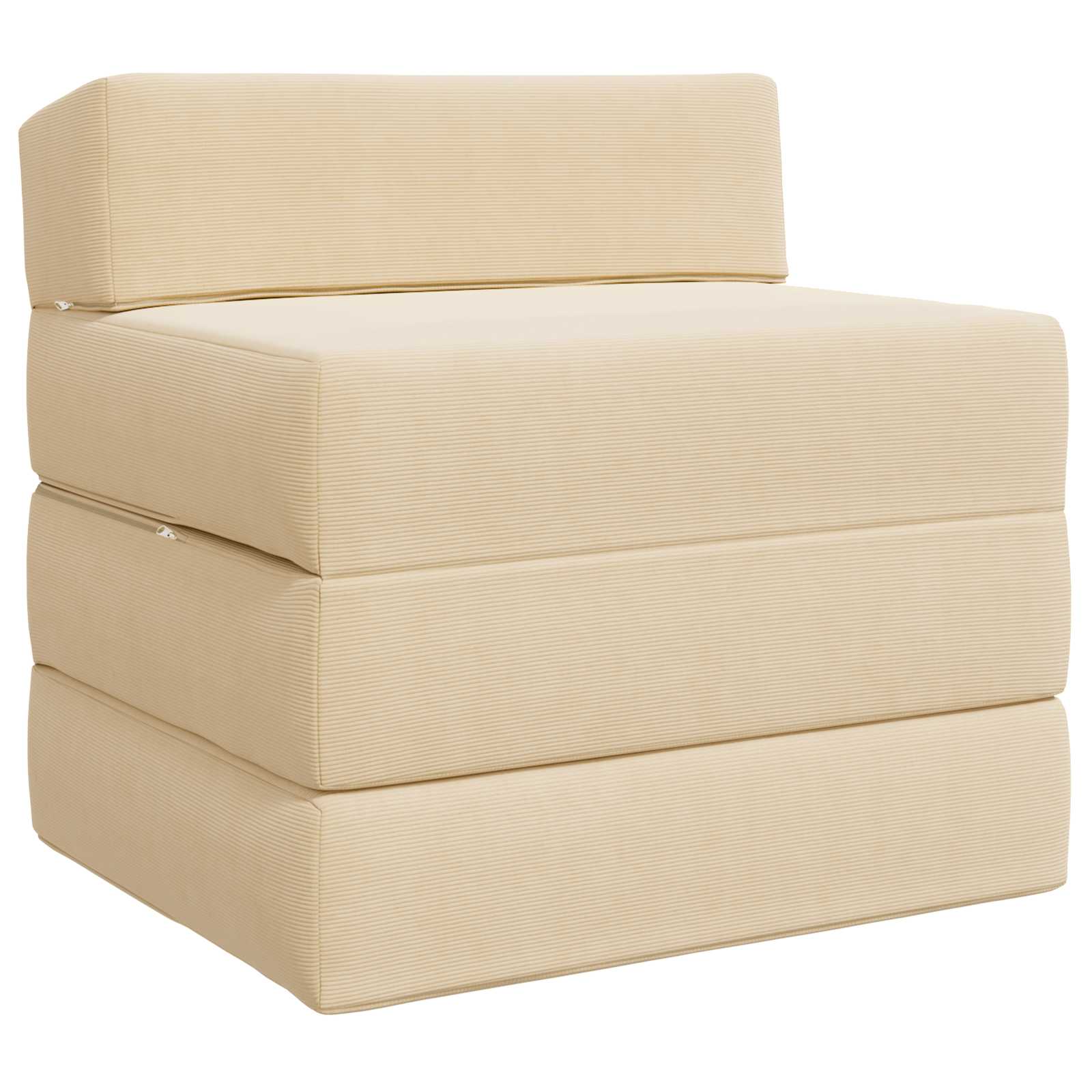 Vouwbare Bankbed Crèmekleurig 200 x 70 x 15 cm Katoen Stof – afbeelding 2
