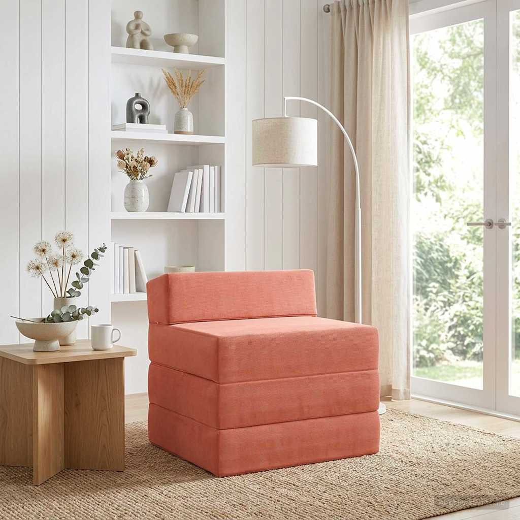 Vouwbare Bankbed Rood-oranje 200 x 70 x 15 cm Katoen Stof – afbeelding 1