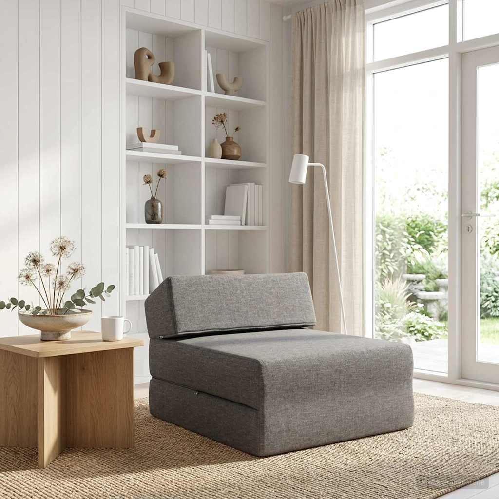 Vouwbare Bankbed Lichtgrijs 60 x 70 x 41 cm Stof – afbeelding 1