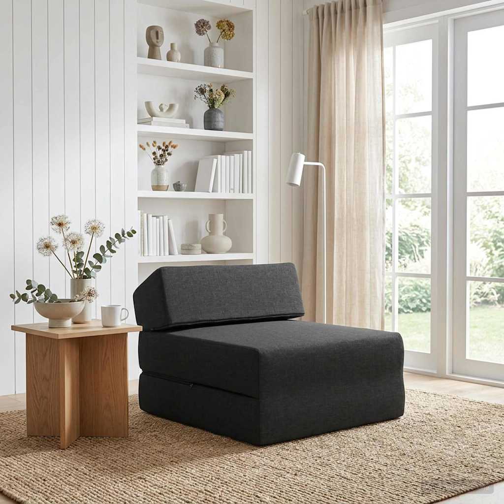 Vouwbare Bankbed Zwart 60 x 70 x 41 cm Stof – afbeelding 1