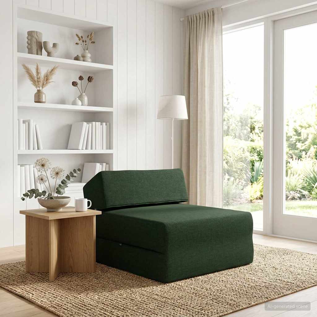 Vouwbare Bankbed Donkergroen 60 x 70 x 41 cm Stof – afbeelding 1