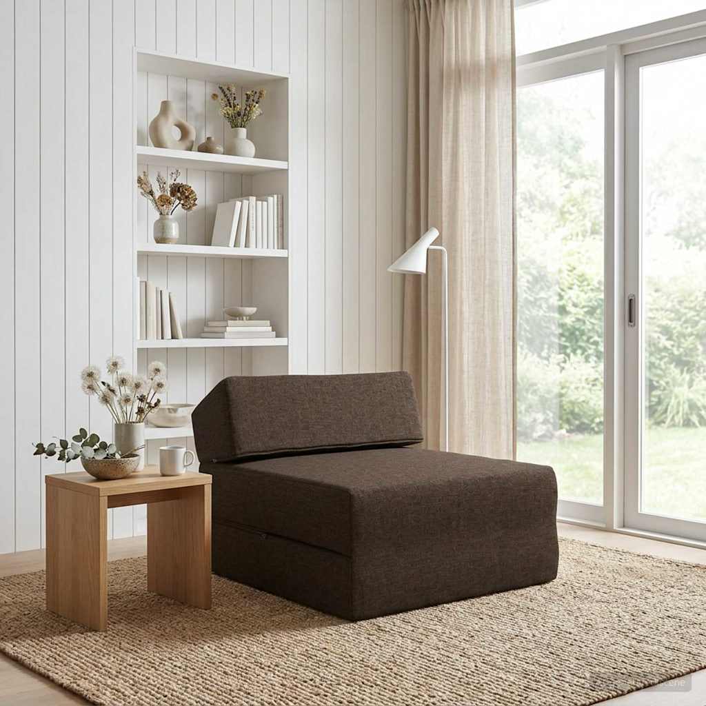 Vouwbare Bankbed Taupe 60 x 70 x 41 cm Stof – afbeelding 1